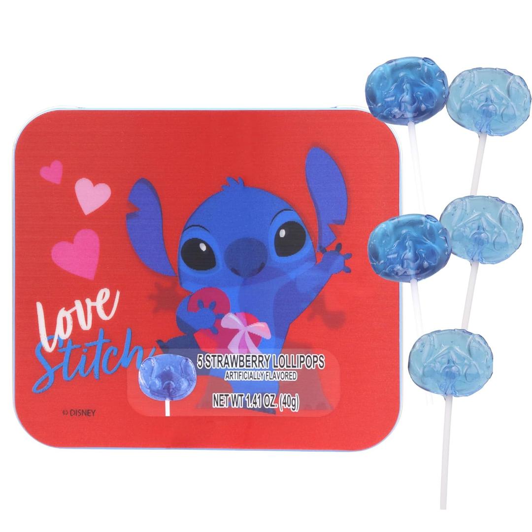 2 x Lilo and Stitch Valentine's Lollipops, Individually Wrapped Strawberry Suckers, Vday Candy Gift Set, 1.41 Ounces (EXP 07/27/27)