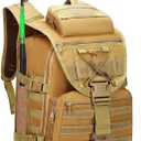 Fishing Tackle Backpack with Rod Gear Rack - Lightweight, Waterproof Arrow Fish Tactical Bag for Fishing, Hiking, Camping, Hunting Shoulder Storage Bag Travel Backpack Large Capacity Laptop Bag (Muddy)