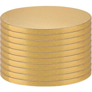 SEUNMUK 10 Pack 16 Inch Cake Drum, 1/2" Thick Large Round Cake Drum Boards, Gold Cake Drum for Displaying Cakes and Pastries, Grease-Proof