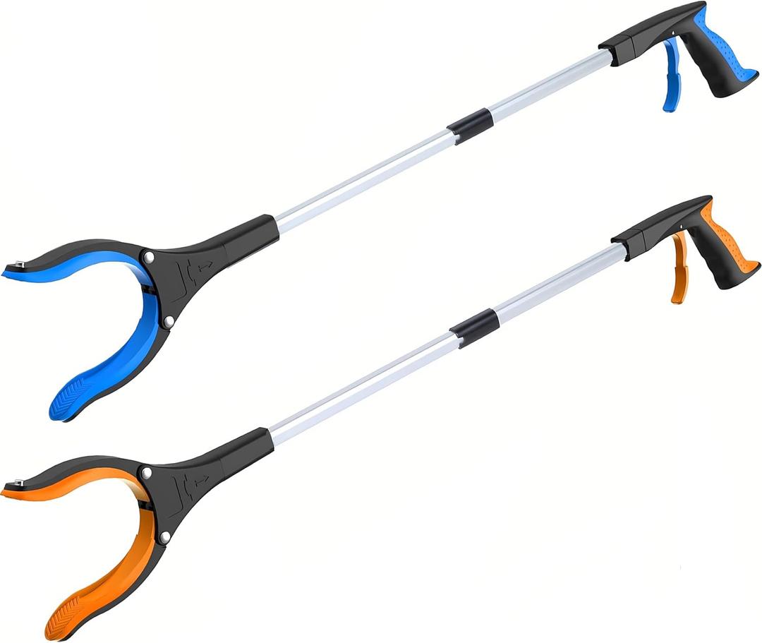 32" Grabber Reacher Tool (2-Pack), Foldable Trash Picker Upper with 360 Rotating Jaw & Magnetic Tip, Heavy Duty Reaching Assist Stick for Seniors, Post Surgery Recovery Must Haves Mobility Aid