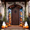 Nightmare Christmas Halloween Decor LED Lighted Banners Porch Sign Decorations Before Christmas Welcome Halloween Outdoor Party Banners (2)