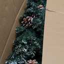 7 ft. Green Unlit Flocked Pencil Artificial Christmas Tree Snowy with Pine Cones