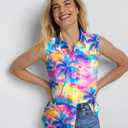 ASTANFY Women Hawaiian Shirts Summer Beach Tank Tops Colorful Sleeveless Vacation Shirts (M)