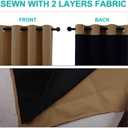 NICETOWN 100% Blackout Window Curtain Panels, Gold Brown, 2 Pieces, 42-inch Wide Per Panel, Full Light Blocking Drapes with Black Liner for Nursery, 72-inch Drop Thermal Insulated Draperies