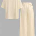 SOLY HUX Girl's Sweatsuit Short Sleeve T Shirts and Sweatpants Streetwear Summer Clothes 2 Piece