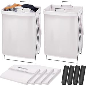 13-Gallon Slim Laundry Hamper Collapsible Clothes Basket for Bedroom, Bathroom, Dorm & Apartment, Foldable Laundry Bin with X-Shaped Steel Support