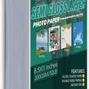 Laser Photo Paper 8.5x11 In,200 Sheets 200GSM/52LB Semi Gloss Double Sided HighHeat Resistant Smudge Proof for Laserjet Brochures Covers Postcard DIY Flyers Cards Picture Cardstock