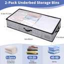 2 Pack Under Bed Storage Containers Ex-thick Solid Underbed Storage Bins