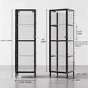 COPREE Glass Display Cabinet with 3-Color LED Light 4-Tier Case, Clear-4 tier