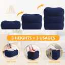 Inflatable Foot Rest Pillow for Travel - Adjustable Height Flight Foot Rest with Eye Mask and Earplugs for Kids & Adults on Airplane, Car, Train, Office, and Home (Blue, 2 PCS)