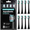 AquaSonic Genuine Standard Replacement Brush Heads | ADA Accepted | for Normal & Sensitive Teeth | Compatible with Many AquaSonic Toothbrush Handles (8 Pack Black)