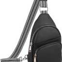 CLUCI Sling Bag for Women, Vegan Leather Fanny Pack Crossbody Bags for Women, Chest Bag With Guitar Strap (A-2 Black)