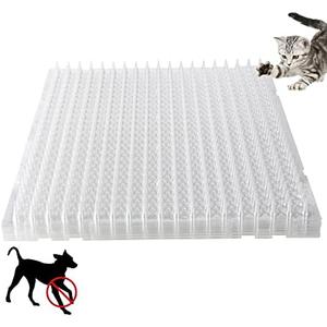 16Pcs Cat Spike Mat Outdoor Indoor Cat Deterrent Scat Mat Keep Cats/Dogs Off Counter Pet Deterrent Training Mats Plastic Mats with Spikes (18.3 Sq.ft,16" x 13")