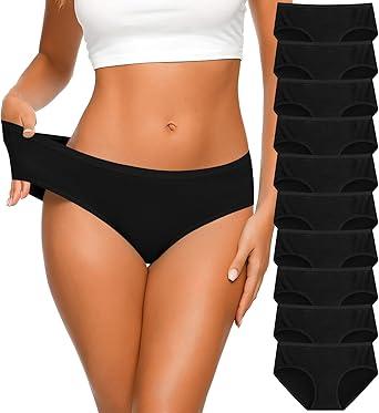 CULAYII Women's Cotton Bikini Panties, High-Cut Full Coverage Stretch Cool Underwear for Women 10 Black Large