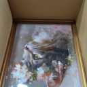 RunRRIn Vintage Gold Framed Wall Art,Wildflower Cat Canvas Print,16x20