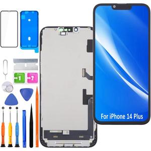 Screen Replacement for iPhone 14 Plus LCD Display FHD Touchscreen 3D Touch Face ID Digitizer Frame Mounting, Waterproof Adhesive, Repair Kits