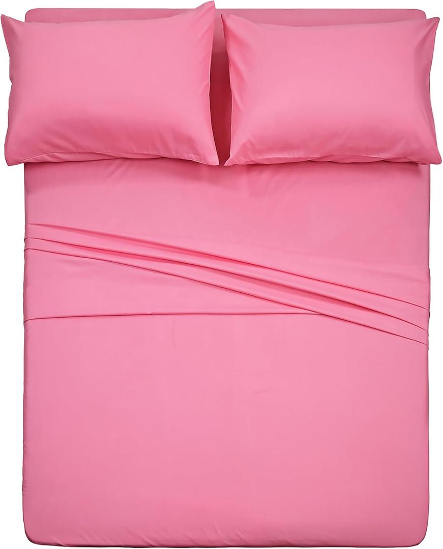 Best Season 4 Piece Bed Sheet Set (Twin XL Size, Peach Pink Color) 1 Flat Sheet,1 Fitted Sheet and 2 Pillow Cases,Brushed Microfiber Sheets Set,Deep Pockets,Extra Soft & Fade Resistant
