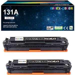 131A Black Toner Cartridge Replacement for HP 131A CF210A Works with HP LaserJet Pro 200 Color M251nw M251n M276n M276nw Printer (2 Pack )