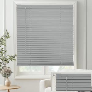 MYshade No-Drill Cordless Horizontal Mini Blinds – 25" W x 64" H Tool-Free Inside Mount Window Blinds with 1" Vinyl Slats, Light Filtering & Privacy, Child & Pet Safe, Gray