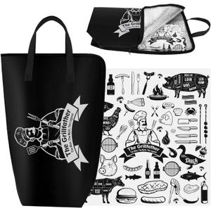 Frienda BBQ Meat Resting Bag with 50 Sheets Butcher Paper, 21" Insulated BBQ Blanket for Brisket & Pork Shoulder, Leakproof Thermal Cooler Bag, Smoker Accessories Grilling Gifts for Men Dad(Black)