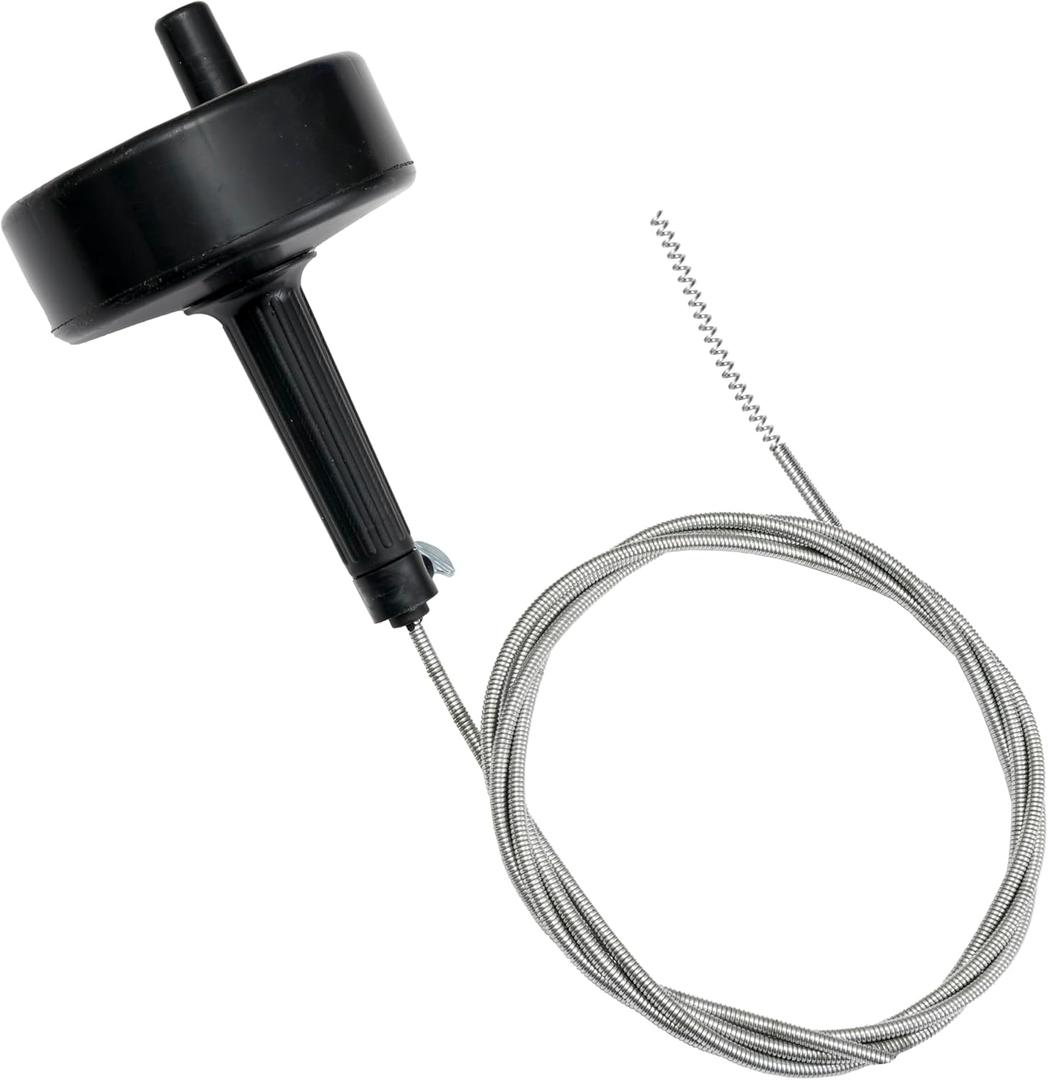 Drain Snake for Bathtub, Sink, Shower  1/4" x 15' Galvanized Plumber Snake Tool  Rust-Resistant Drain Clog Remover Tool with Locking Thumb Screw - Black/Silver