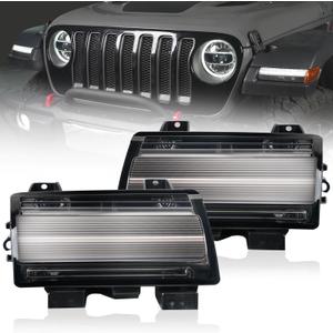 Upgrade LED Fender Light Sequential Flashing Turn Signal Lamp (with DRL) for Jeep Wrangler JL 2018-2023, Smoke Lens Halogen Lamp Upgrade Front Wheel Eyebrow LightNot Fit Sport Model