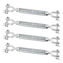 4 Pack M12 Galvanized Steel Turnbuckle, 1/2 Inch Heavy Duty Jaw and Jaw Turnbuckle, Weather Resistant Forged Turnbuckle for Tension Cable, Rope, Chain, 2200 lbs Working Load