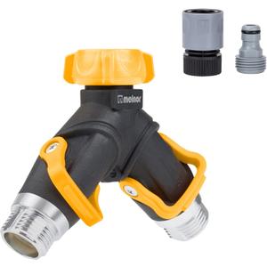 Melnor 65170AMZ 2 Way Lever Flow Through Valve Connector Bundle, Yellow, Black