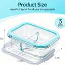 3 Pack Glass Snack Containers, Glass Snack Pack Containers with Airtight Lids, No Leak, Easy Open Small Food Storage Container, Reusable Meal Prep Container, Perfect Lunch Box for Outdoor