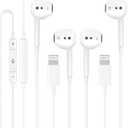 CREHAO 2 Packs Wired Headphones for iPhone Earbuds MFi Certified Built-in Microphone & Volume Control Nosie Reduction Headsets Phone Headphones Compatible with iPhone 14/13/12/11/XR/XS/X/8/7/SE/Pro