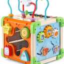 LeapFrog Touch and Learn Electronic Musical Light-Up Wooden Activity Cube Toy, Animal Themed, Ages 1 and Up, 8.1" x 11.4" x 7.3"