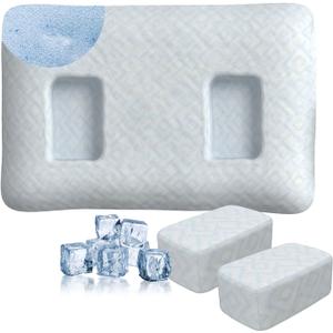 Piercing Pillow with Ear Holes for Side Sleepers,Ear Pillow Memory Foam Relief Ear Pain with Ultra Soft and Cool Cover,Ear Piercing Protection for Ear Pierced and Comes with Matching Plugs for Holes