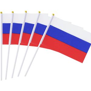 Kind Girl 25 Pack Hand Held Small Mini Flag Russia Flag Russian Stick Flag Round Top National Country Flags,Party Decorations Supplies for Parades,World Cup,Festival Events,International Festival