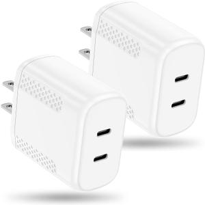 40W Total Dual USB C Charger,2-Port 20W Fast USB C Power Adapter Wall Charger Plug Type C Charging Block for Laptop Computer & Tablets/Phones iPhone 16/15/14/13/,(20W Per Port / 40W Combined) (White)