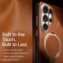 TORRAS Ostand Q3 VegSkin for Samsung Galaxy S26 Ultra Case Leather, 360 Magnetic Stand, Fit for MagSafe, Premium Vegan Leather Case for S26 Ultra Case, Microfiber Lining, Amber Brown