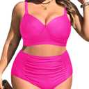 Tempt Me Women Hot Pink Plus Size Underwire Bikini - Two Piece High Waisted Swimsuits Bathing Suit 2025 Swimwear 14 Plus