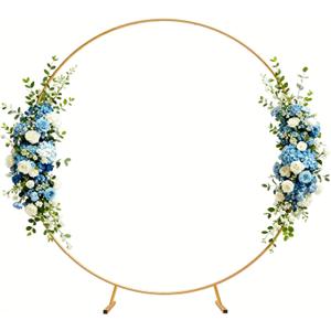 Round Backdrop Stand - 6.5FT(200cm), Wedding Arch, Balloon Arch Stand with Base for Wedding Baby Shower Birthday Party (Gold)