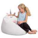 Posh Creations Cute Soft and Comfy Bean Bag Chair for Kids, Large, Animal - White Unicorn