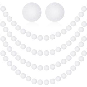 MARFOREVER 4 Pack 26.3 Ft Winter White Pom Pom Garland Ornaments, 30 Balls Christmas Felt Garland Hanging Supplies for Winter Wonderland Christmas School Classroom Fireplace Wall Home Party Decoration