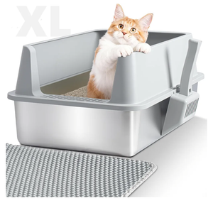 Stainless Steel Litter Box,XL Metal Cat Litter Box with Lid High Sides, Extra Large Litter Boxes for Big Cats,Odor-Resistant, Scratch-Proof, Easy to Clean, Non-Stick,Scoop Included