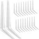 20 Pack Shelf Brackets 12 Inches White, Heavy Duty Steel Metal L Brackets for Shelves, J Brackets Wall Angel Corner Brace for Wood Board