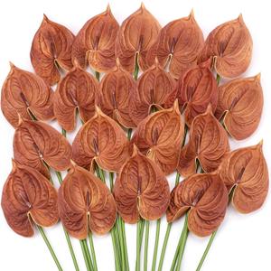 Hanaive 20 Pcs Artificial Anthurium Flowers 23.6 Inch Fake Anthurium Flowers for DIY Vase Bouquets Centerpiece Arrangements Wedding Bridal Shower Party Home Decor(Orange)