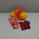 Toulite 3 Pcs Halloween Angry Dress Up Set Included 2 Toned Flame Wig Red Textured Tie Gloves Halloween Cosplay Costume for Men Adult Party Supplies