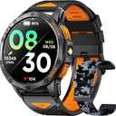 Military Smart Watches Built-in GPS, 170+ Sport Modes for Men with Flashlight, Smartwatch for Android Phones and iPhone, 1.43" AMOLED Screen Bluetooth Call Compass Altimeter (Black & Camo (2 Bands))