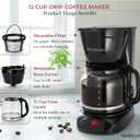 Mixpresso 12 Cup Coffee Pot, Auto-Off & Reusable Filter, Large Drip Coffee Maker, Borosilicate Glass Carafe, Anti-Drip, Water Window, Easy On/Off Switch, Black Coffee Machine