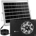 ropelux Solar Exhaust Fans with 24/7 Operation and 2 Timers, Single Fan Solar Powered Exhaust Fans, Airflow Cooling Ventilation, for Chicken Coop, Greenhouses, Dog Houses, Attics, Sheds, Cabins