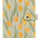 Aesthetic A5 6 Ring Binder Refillable Notebook Budget Binder Magnet Closure Fabric Tulip Flora Binder 5.5 x 8.5 Loose Leaf Planner with 7 Tabbed Dividers for Women School Office