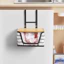 Small Trash Bag Holder - Compact Garbage Bag Holder with Stackable Bamboo Top, Adjustable Hooks for Kitchen/Laundry Room Cabinet Door - Suitable for Small Size Roll (Small 1-Pack)