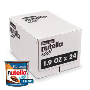Nutella & GO! Chocolate Hazelnut Spread with Cocoa + Pretzel Sticks, 24 Snack Packs, 1.9 oz Each BBD; 08-29-26
