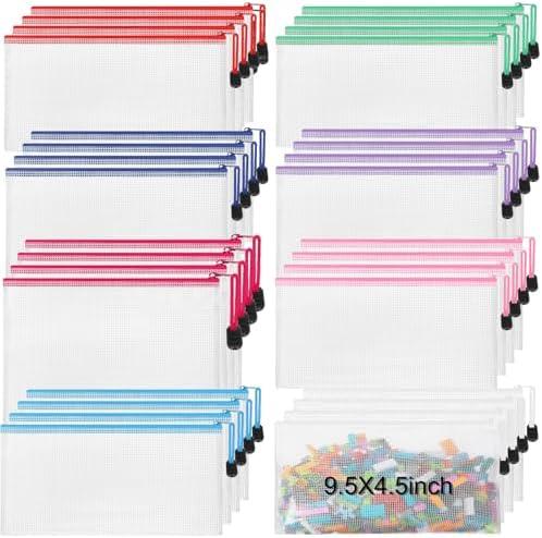 Jetec 32 Pcs Mesh Zipper Bags Toy Storage Bikini Organizer Bag Bolsas Para Guardar Trajes De Baño Waterproof Zipper Reusable Pouch Puzzle Multipurpose for Storage Office(Classic Color,9.5 x 4.5 Inch)